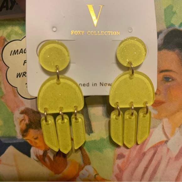 Yellow Boho Contemporary Earrings Retro New Boutique‎ - Picture 3 of 3